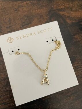 Kendra Scott Gold Initial A Pendant Necklace with Crystal Accents
